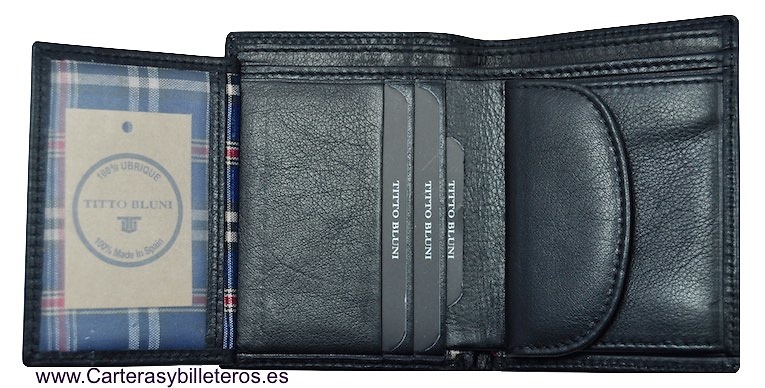 PORTEFEUILLE HOMME TITTO BLUNI CUIR DE LUXE AVEC PORTE-MONNAIE GRAPHITEC 