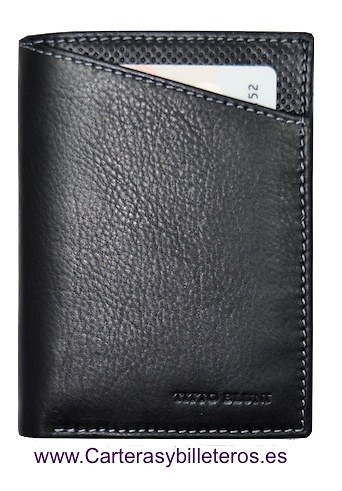 PORTEFEUILLE HOMME TITTO BLUNI CUIR DE LUXE AVEC PORTE-MONNAIE GRAPHITEC 