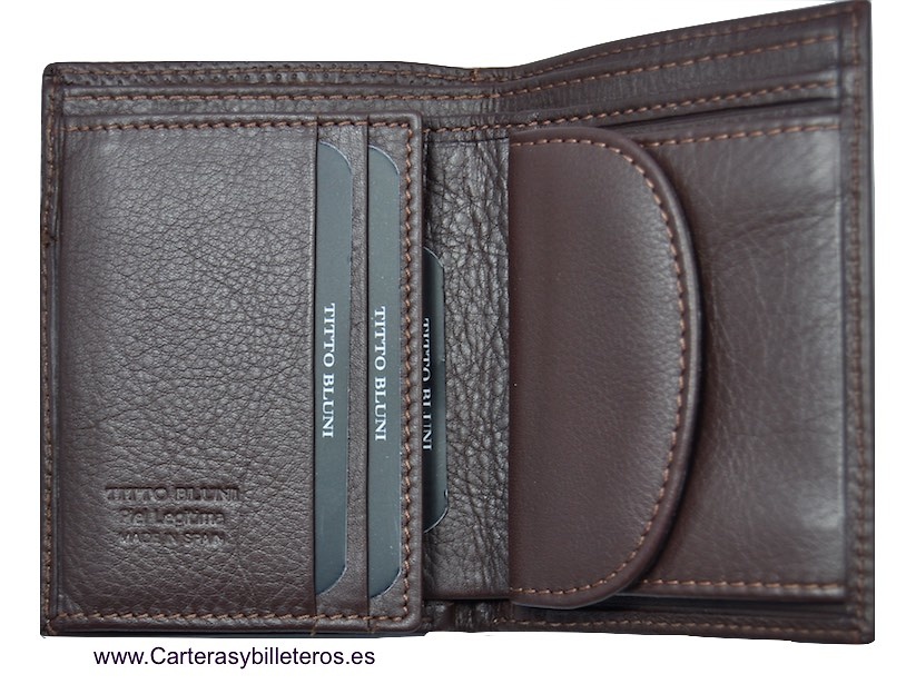 PORTEFEUILLE HOMME TITTO BLUNI CUIR DE LUXE AVEC PORTE-MONNAIE GRAPHITEC 