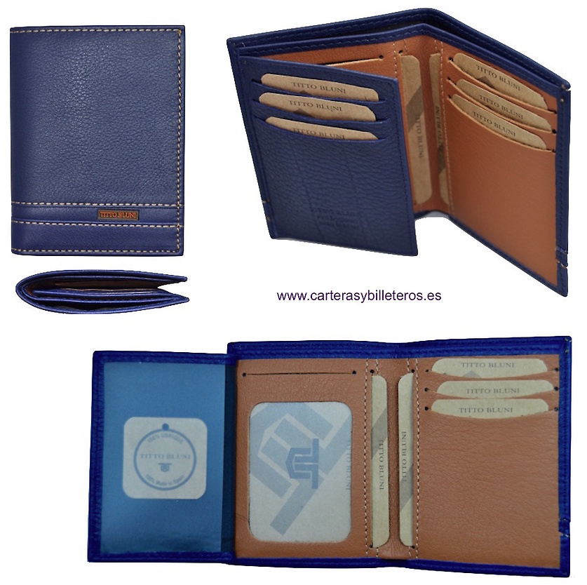 PORTEFEUILLE HOMME TITTO BLUNI CUIR DE LUXE AVEC DE MONNAIE POUR 10 CARTES 