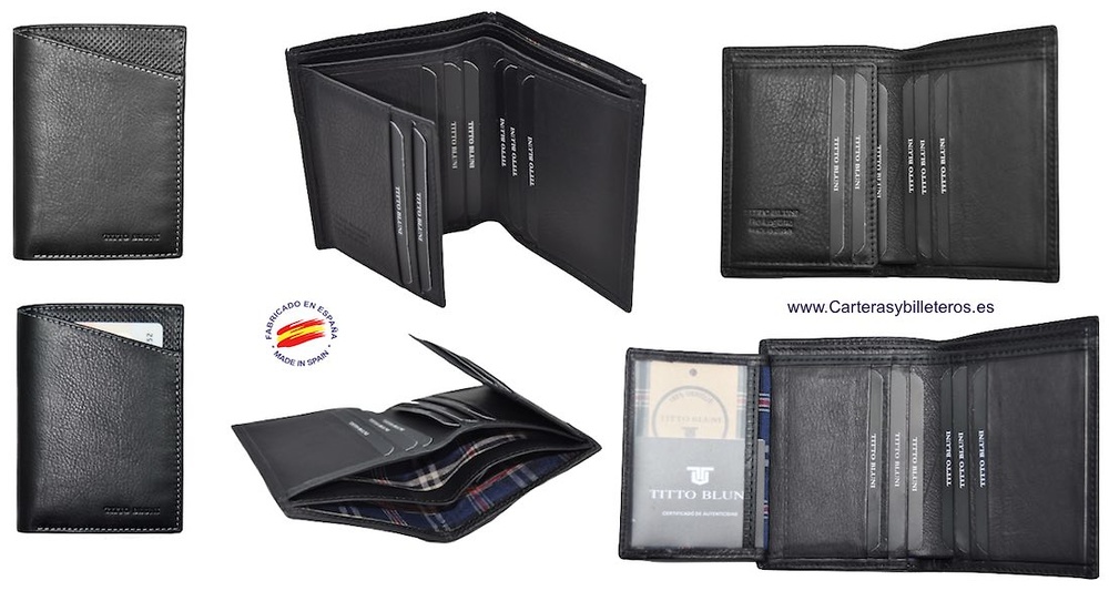 PORTEFEUILLE HOMME TITTO BLUNI CUIR DE LUXE POUR 9 CARTES 