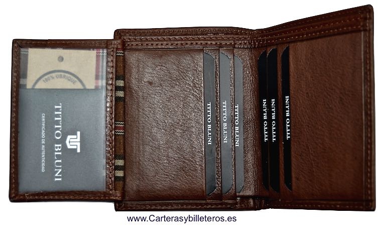 PORTEFEUILLE HOMME TITTO BLUNI CUIR DE LUXE POUR 9 CARTES 