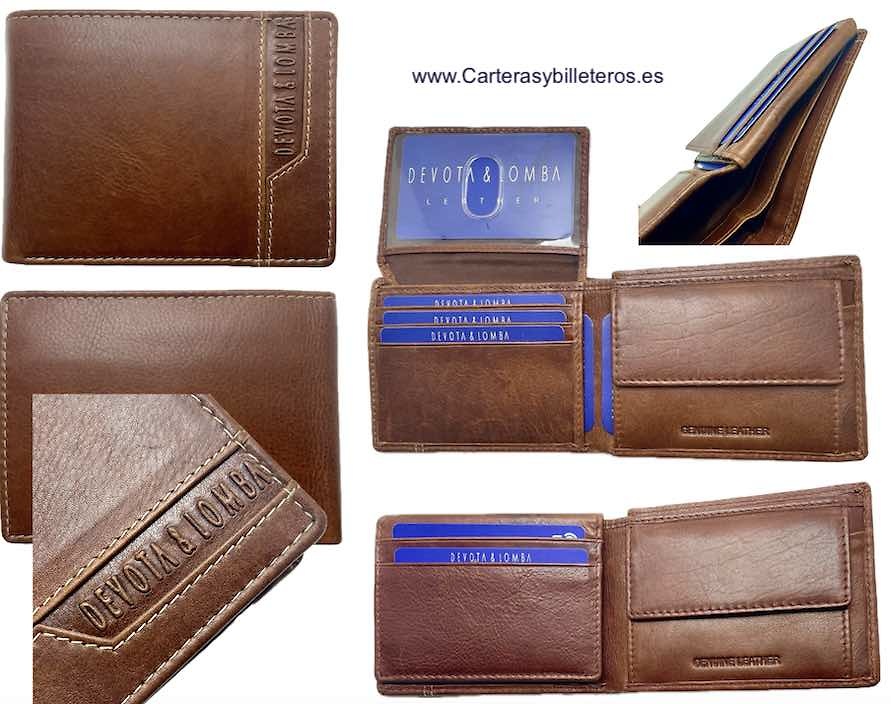 PORTEFEUILLE HORIZONTAL PORTE-CARTES CUIR AVEC NERVURES GAUFRÉES 