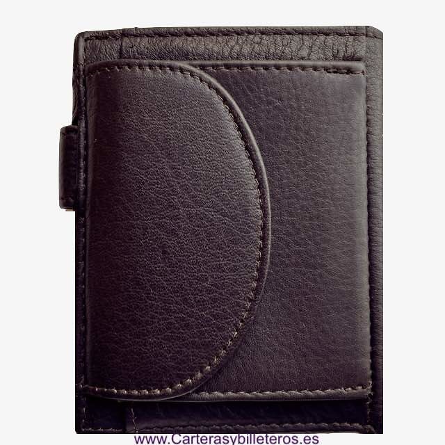 PORTEFEUILLE MEDIUM POUR HOMME EN CUIR AVEC PORTA-MONNAIE EXTÉRIEUR. 