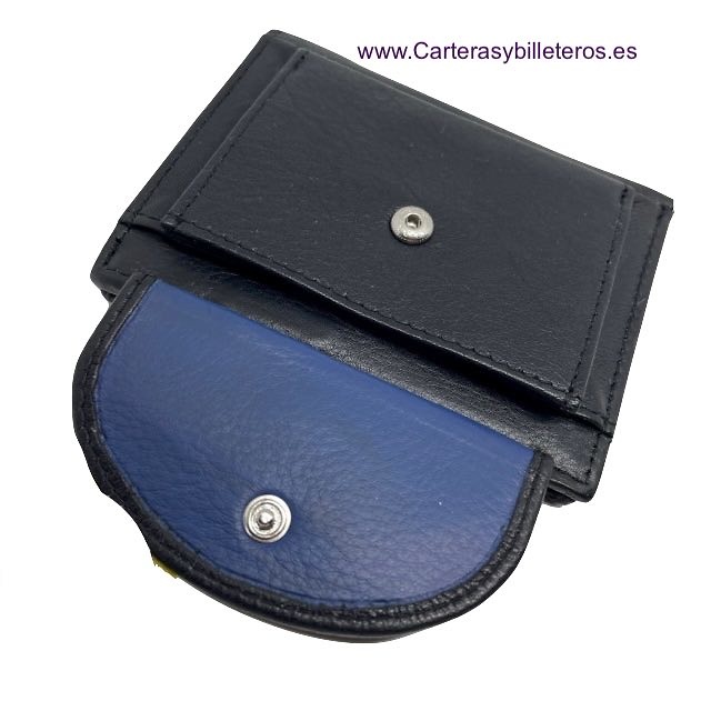 PORTEFEUILLE MEDIUM POUR HOMME EN CUIR AVEC PORTA-MONNAIE EXTÉRIEUR. 