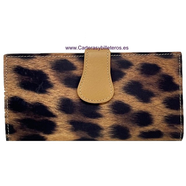 PORTEFEUILLE MOYEN EN CUIR POUR FEMMES LÉOPARD IMPRIMÉ ANIMALIER LÉOPARD 