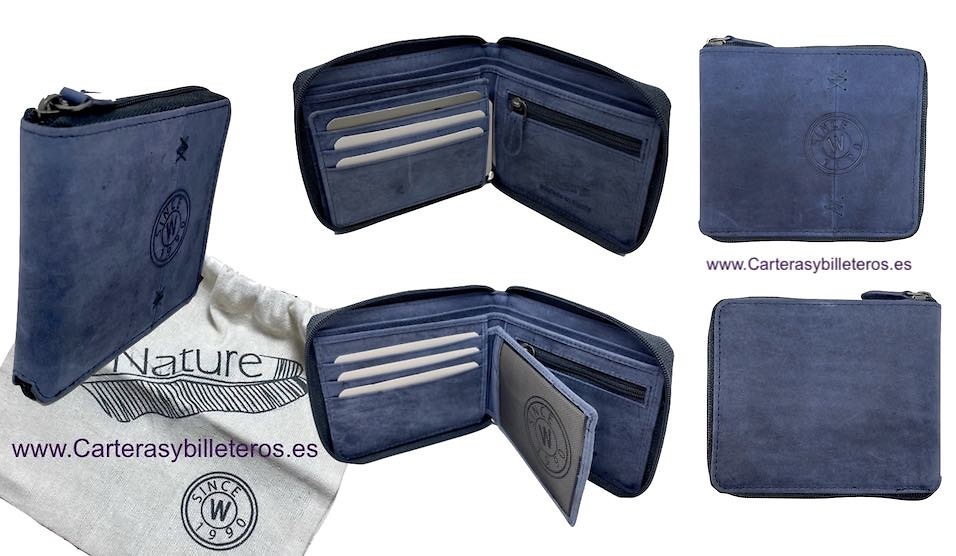 PORTEFEUILLE POUR HOMMES AVEC FERMETURE À GLISSIÈRE AVEC PORTE-MONNAIE ET PORTE-CARTES PAR WILDZONE 