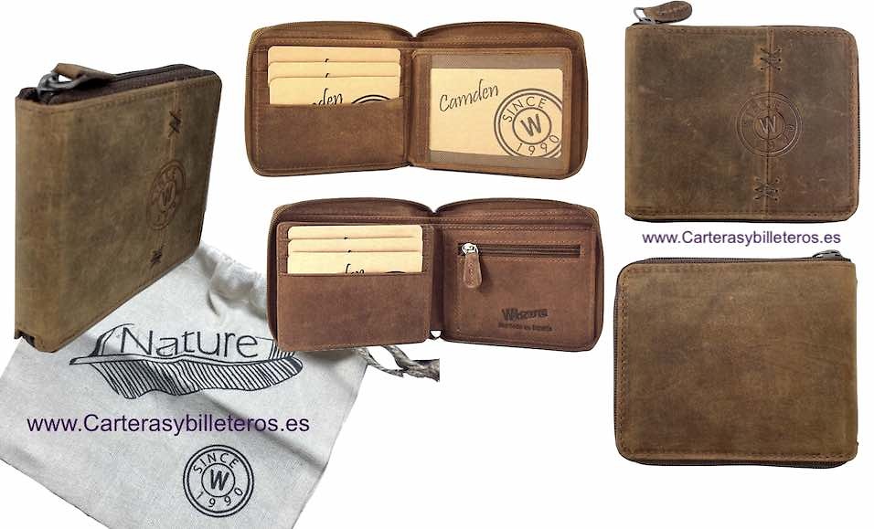 PORTEFEUILLE POUR HOMMES AVEC FERMETURE À GLISSIÈRE AVEC PORTE-MONNAIE ET PORTE-CARTES PAR WILDZONE 