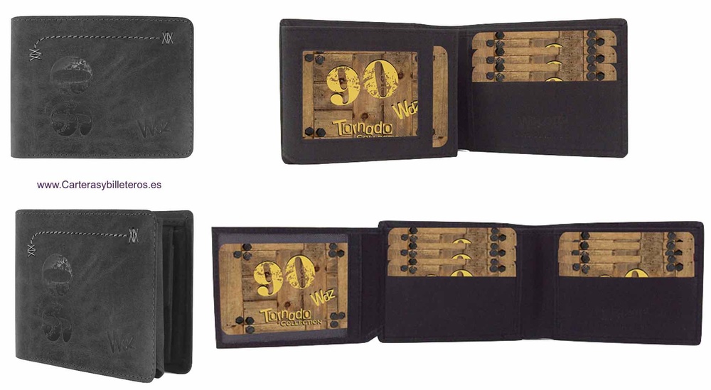 PORTEFEUILLE RÉTRO 90'S POUR HOMME PORTE-CARTES EN CUIR VIEILLI 