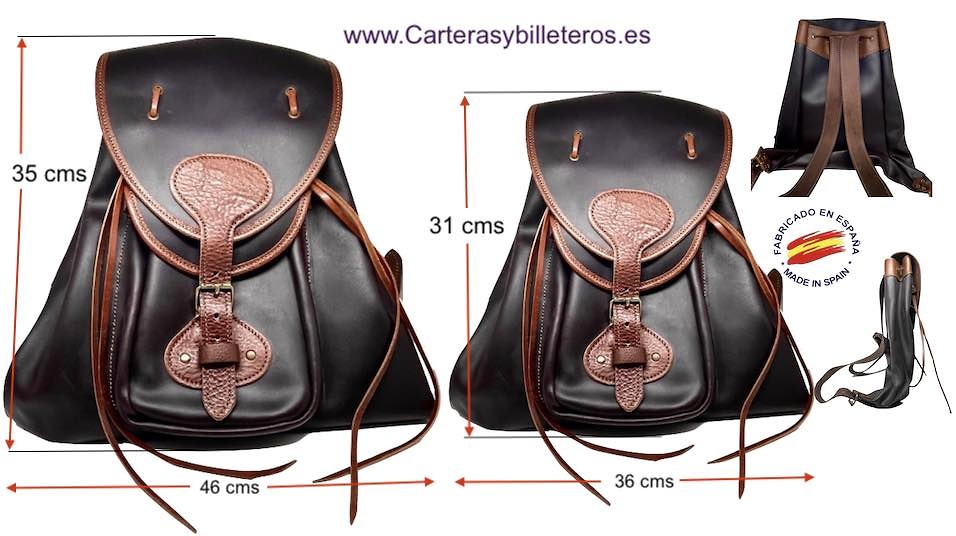 SAC À DOS EN CUIR CIRÉ ET CUIR AVEC DOUBLURE INTÉRIEURE IMPERMÉABLE 