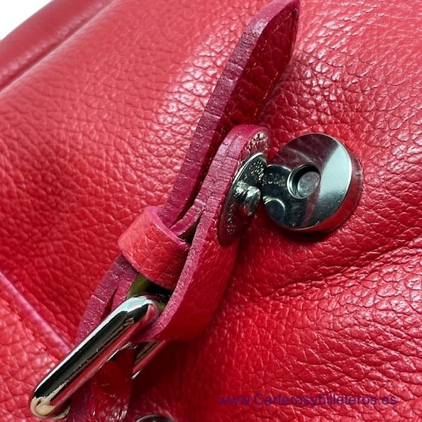 SAC À DOS EN CUIR ROUGE FEMME FABRIQUÉ EN ITALIE AVEC POCHES 