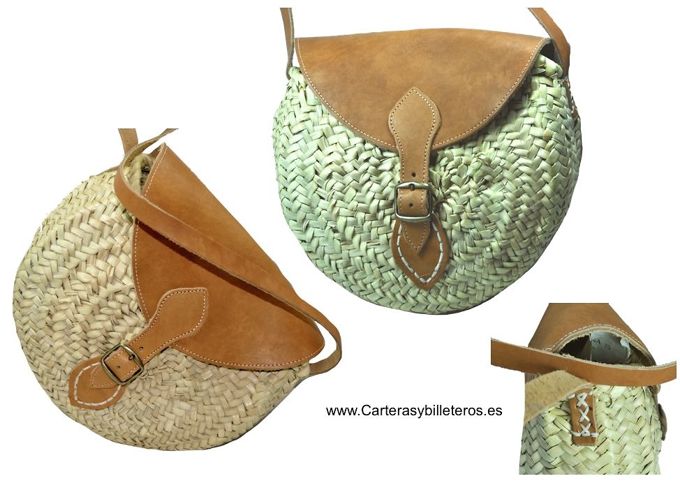 SAC EN CUIR AUTHENTIQUE ET FEUILLES TRESSÉES BOUCLE DE FERMETURE 