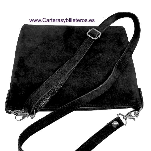 SAC MOYEN EN CROÛTE DE CUIR POUR FEMME AVEC BANDOULIÈRE À CROISER OU À PORTER À L'ÉPAULE 