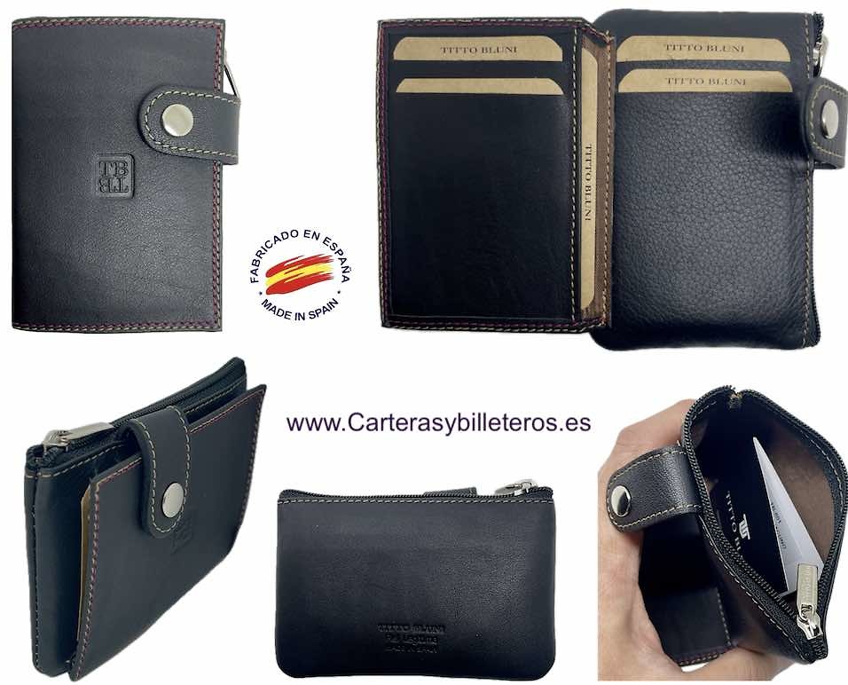 TITTO BLUNI PORTE-CARTES EN CUIR AVEC PORTE-MONNAIE À FERMETURE ÉCLAIR TITTO BLUNI 