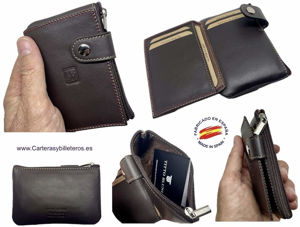 TITTO BLUNI PORTE-CARTES EN CUIR AVEC PORTE-MONNAIE À FERMETURE ÉCLAIR TITTO BLUNI 