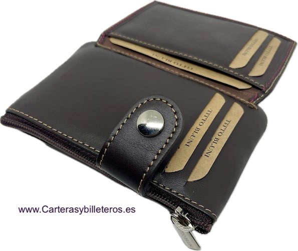 TITTO BLUNI PORTE-CARTES EN CUIR AVEC PORTE-MONNAIE À FERMETURE ÉCLAIR TITTO BLUNI 