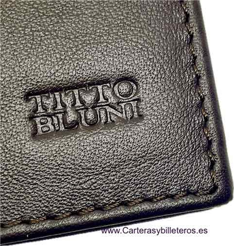 TITTO BLUNI PORTE-CARTES EN CUIR POUR HOMMES TITTO BLUNI POUR 16 CARTES AVEC DOUBLE PORTEFEUILLE 