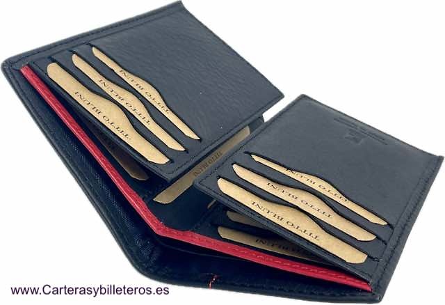 TITTO BLUNI PORTE-CARTES EN CUIR POUR HOMMES TITTO BLUNI POUR 16 CARTES AVEC DOUBLE PORTEFEUILLE 