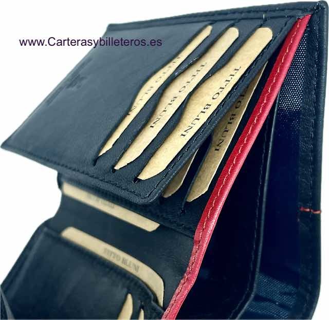 TITTO BLUNI PORTE-CARTES EN CUIR POUR HOMMES TITTO BLUNI POUR 16 CARTES AVEC DOUBLE PORTEFEUILLE 