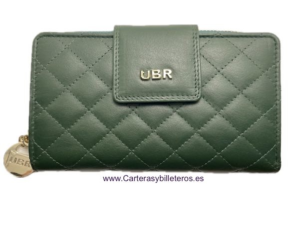 UBRIQUE PORTEFEUILLE EN CUIR POUR FEMME AVEC PORTE-MONNAIE ZIPPÉ DE COULEUR - 3 COULEURS- 