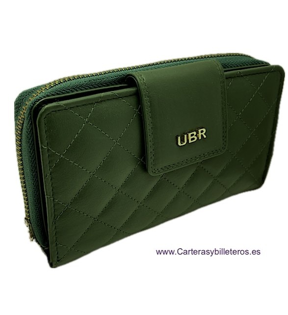 UBRIQUE PORTEFEUILLE EN CUIR POUR FEMME AVEC PORTE-MONNAIE ZIPPÉ DE COULEUR - 3 COULEURS- 