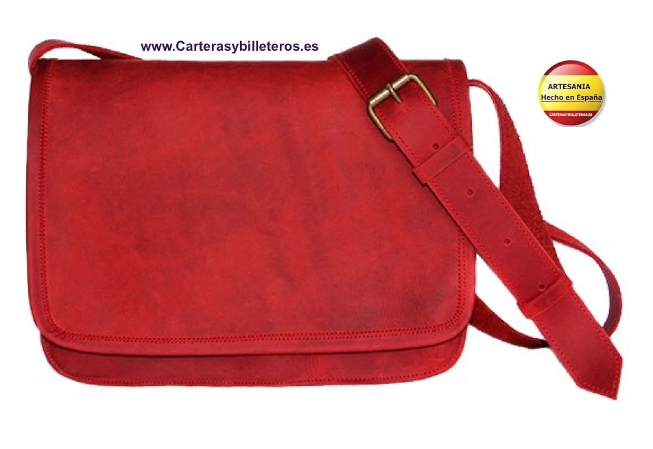 UNISEX OILED SAC EN CUIR AVEC DESSUS EN CUIR ANS COULEUR ROUGE 