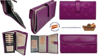 GRAND PORTEFEUILLE FEMME EN CUIR UBRIQUE EXTRA SOUPLE LILAS AVEC ÉTOILES EN RELIEF