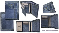 PORTEFEUILLE EN DENIM AVEC PORTE-CARTES EN CUIR