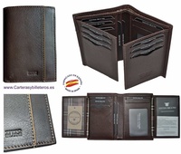 PORTEFEUILLE HOMME TITTO BLUNI  CUIR DE LUXE AVEC DE MONNAIE 16 CARTES