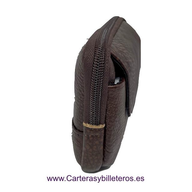 BORSA IN PELLE DA PORTARE IN VITA CON CERNIERA E TASCA ESTERNA. 