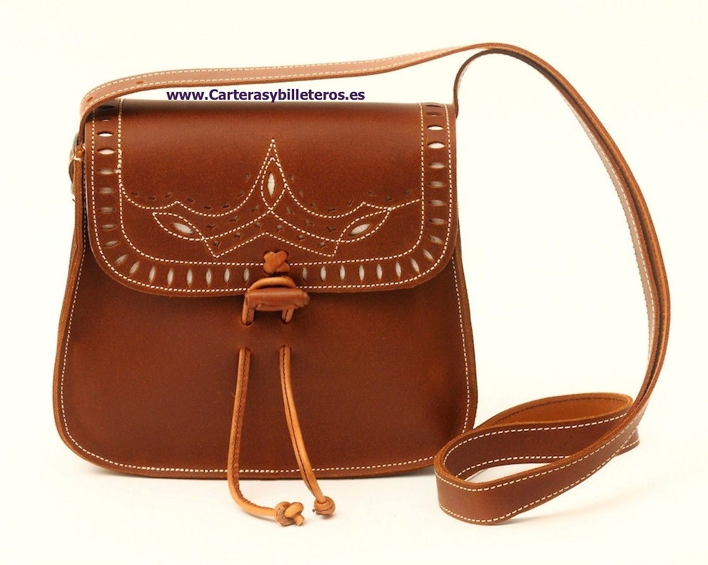 BORSA PELLE INGRASSATA CON FLAP TRIM IN PELLE 