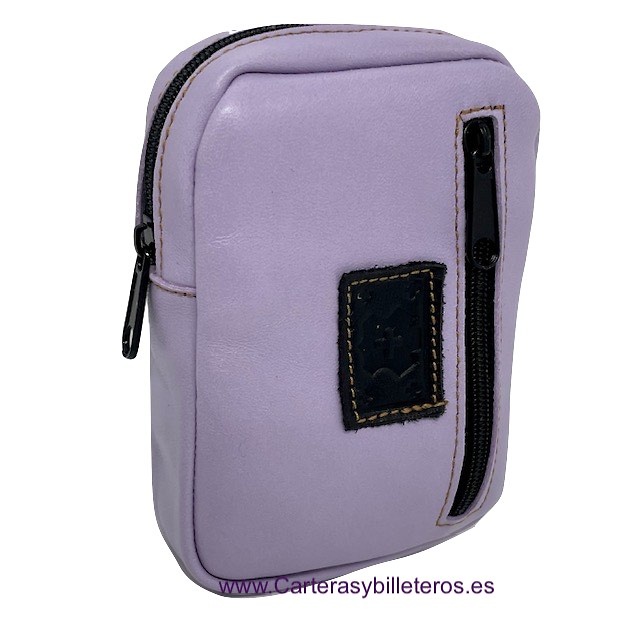 PITILLERA DE PIEL CON BOLSILLO FRONTAL + 40 COLORES -Recomendado- MALVA 