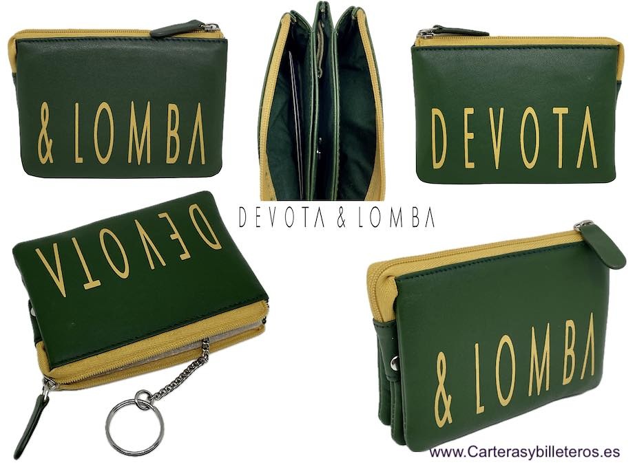 PORTACARTE E PORTAMONETE CON ANELLO PORTACHIAVI E CINQUE SCOMPARTI DI DEVOTA & LOMBA 