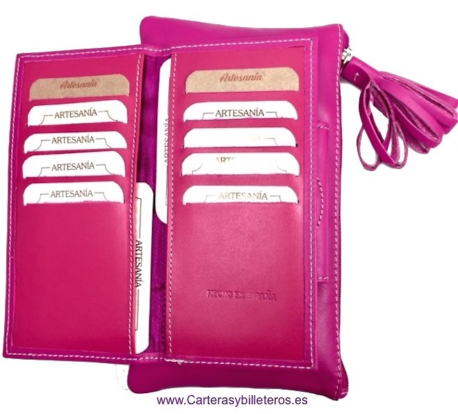 PORTAFOGLIO-BORSA DA DONNA CON DECORAZIONE SULLA CHIUSURA COLORE ROSA - 15 COLORI- 