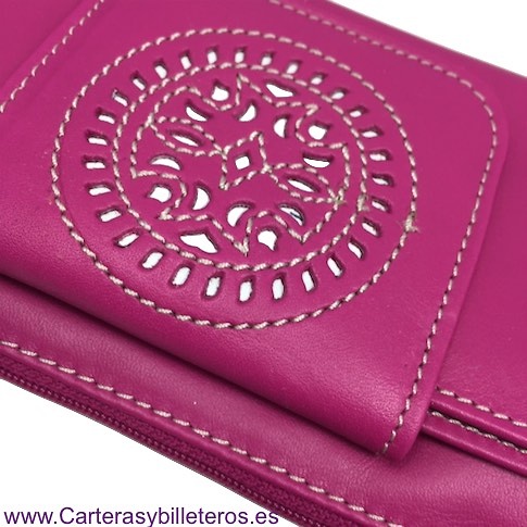 PORTAFOGLIO-BORSA DA DONNA CON DECORAZIONE SULLA CHIUSURA COLORE ROSA - 15 COLORI- 