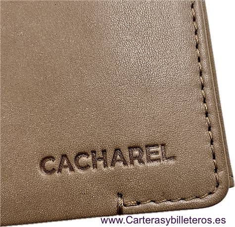 CARTERA HOMBRE CON BILLETERA DOBLE MONEDERO DE CACHAREL EN CUERO 