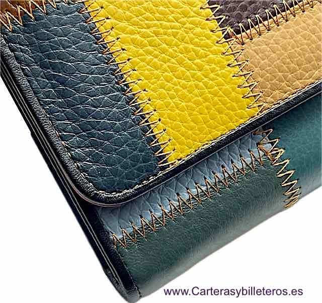 CARTERA GRANDE DE MUJER DE PIEL PATHWORK EXTERIOR CON CIERRE DE SOLAPA 