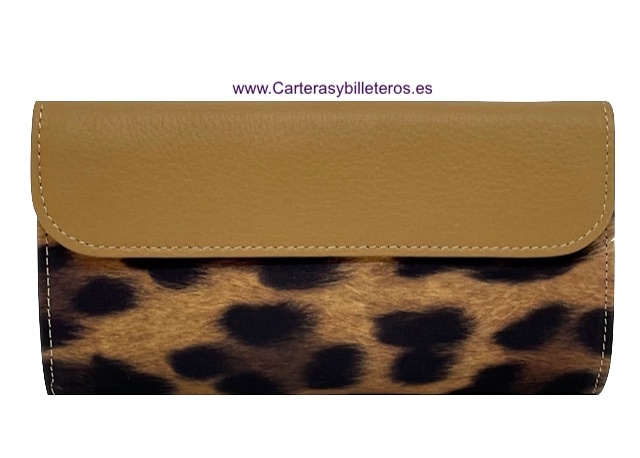 PORTAFOGLIO GRANDE DA DONNA IN PELLE LEOPARD CON STAMPA ANIMALIER 