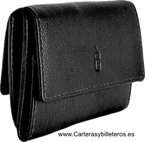 MONEDERO BILLETERA HECHOA EN PIEL LUXURY - 2 COLORES- NEGRO 