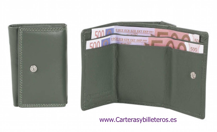 MONEDERO BILLETERA HECHOA EN PIEL LUXURY - 2 COLORES- VERDE OSCURO 