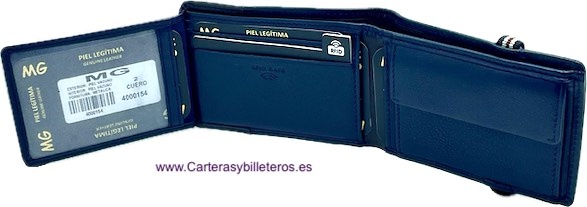 PORTAFOGLIO PICCOLO IN PELLE CON ELASTICO E BORSA PER 7 CARTE - 2 colori- 