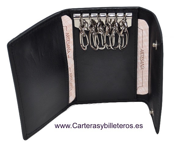 PORTE-CHIAVE CON PORTAMONETE IN PELLE DE LUSSO CON GANCI 