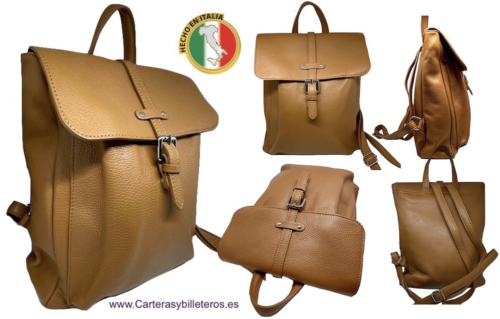 ZAINO DA DONNA IN PELLE MADE IN ITALY CON TASCHE 