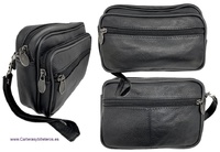 BORSA IN PELLE CON MANICO E QUATTRO TASCHE CON ZIP -2 MISURE -