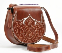 BORSA PELLE INGRASATTA CON PELLE FLAP  LAVORATO PICCOLO